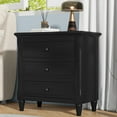 thumbnail image 2 of 3 Drawer Storage Nightstand, Wooden Bedside Table, Modern Minimalist Side Cabinet Accent Table for Living Room Bedroom, Black, 2 of 8