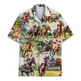 thumbnail image 3 of Retro Color Horse Racing Hawaiian Shirts For Men Kentucky Derby Mens Hawaiian Shirts Short Sleeve Button Down Shirt Men, 3 of 7