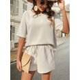 thumbnail image 2 of EASYBRAUS Women Batwing Sleeve Top and Shorts Set Summer 2025 Casual Two Piece Outfit S-XXL, 2 of 7