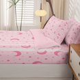 thumbnail image 5 of Manfei Kawaii Moon Zipper Queen Comforter Set with Fitted Sheet and 2 Pillowcases,Cute Stars Polka Dot Zipper Bedding Set,Pink,Pink Reversible,4pcs, 5 of 8