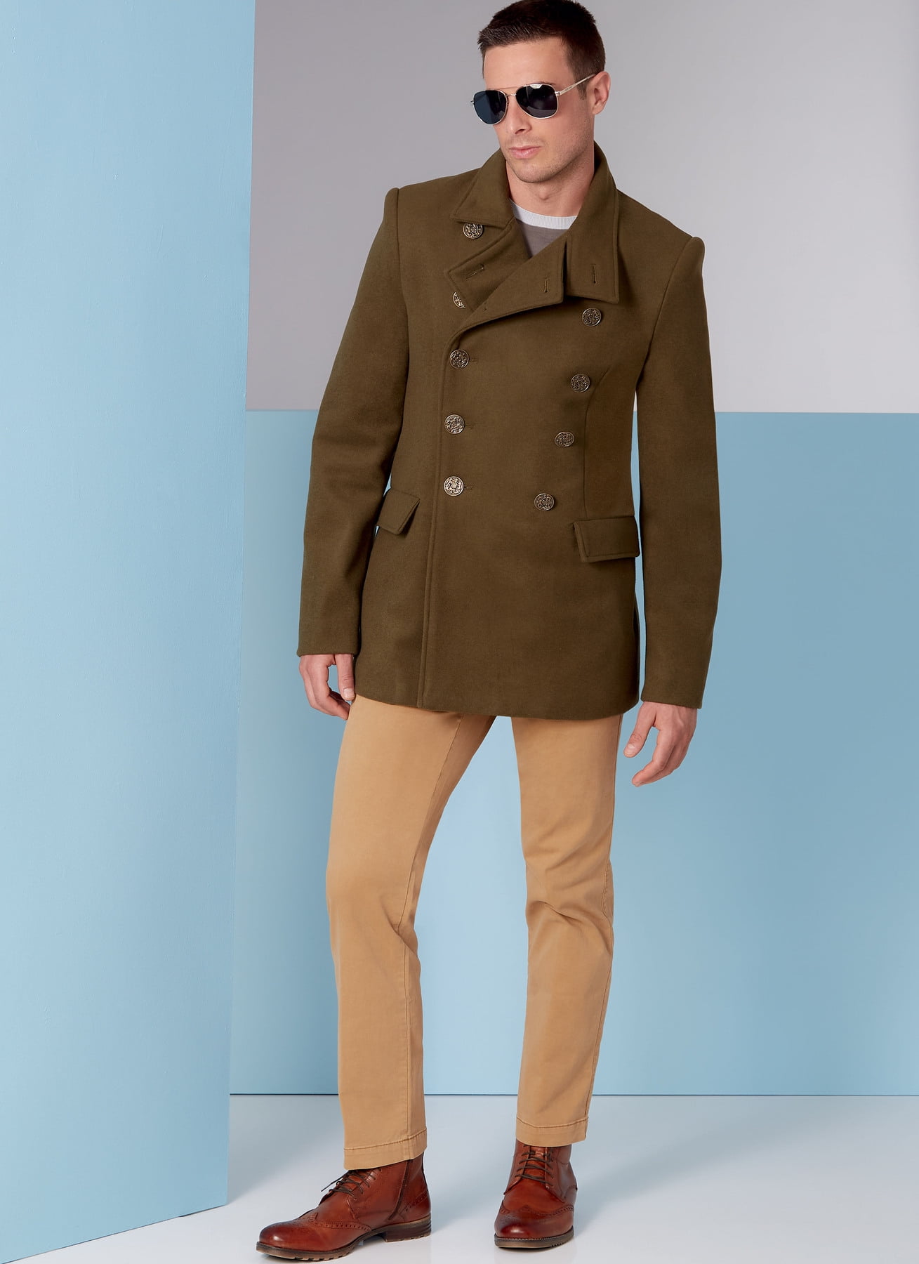 セール issue 学芸大学1990svintagelinenhalf coat Vogue Sewing Pattern V1853 - Men's Coat, Size: MUU (34-36-38