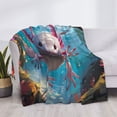 thumbnail image 3 of Honeii Cute Underwater Axolotl print throw blanket, crafted from cozy cotton flannel, offers versatile home decor as a bedding suitable for all seasons.-60"x50", 3 of 6