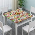 thumbnail image 3 of Gray Football Elements Pattern Square Fitted Tablecloth with Elastic Edge,Square Table Cover,Washable Elastic Table Cover for Home Kitchen Party Decor 34"x34", 3 of 6