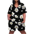 thumbnail image 2 of DDAPJ pyju Plus Size Rompers for Women Summer Casual Short Sleeve V Neck Jumpsuits Novelty Printed Baggy Overall Shorts with Pockets 2025 Trendy Clothes Birthday Gifts Black XXL, 2 of 5