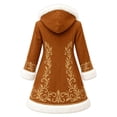 thumbnail image 6 of Christmas Men's Santa Trench Coat Trendy Plush Coats Long Peacoats Xmas Long Hooded Cardigans Brown XXXXL, 6 of 6