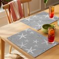 thumbnail image 4 of Vintage Dark Gray Starfish Placemats Set of 6 Summer Coastal Beach Marine Place Mats Indoor Wipeable Table Mats Washable Cloth Dining Table Placemats for Kitchen Holiday Party Home Decor 13x19 Inch, 4 of 9