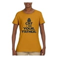 thumbnail image 3 of Cat I Am Your Father Cat Lover Womens Graphic T-Shirt, Gold, X-Large, 3 of 5