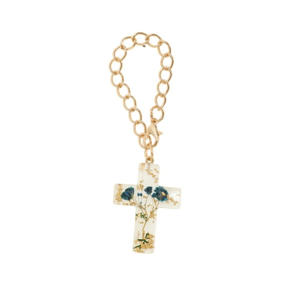 Unique Bargains 1 Pc Dried Flower Cross Water Cup Pendant Blue Green Metal Resin