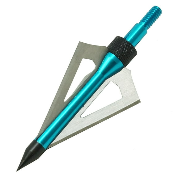 Safari Choice Crossbow 3 Fixed Blades Broadheads 100g, 6pc pack (Blue)