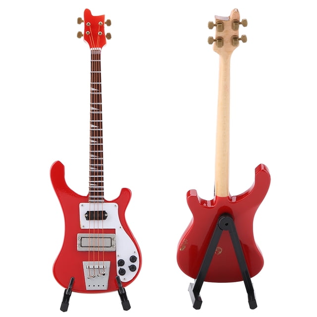 Adornos De Instrumentos Soporte De Réplica De Bajo En Miniatura Rojo