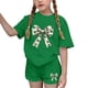 thumbnail image 1 of Vestido de manga corta para niños Día de San Patricio impreso de dos piezas Conjunto de cuello redondo con pantalones cortos, blusa de manga corta, 1 of 6