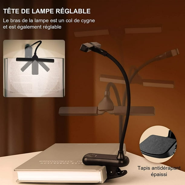 Lampe de Lecture, Liseuse Lampe Clip, Lampe Livre, USB