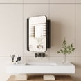 thumbnail image 4 of 16x24 Inch Recessed & Wall Mounted Medicine Cabinet with Mirror Black Metal Framed Bathroom Cabinet with Adjustable Tempered Glass Shelves Fog-Proof & Anti-Corrosion Storage Organizer, 4 of 13