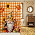 thumbnail image 2 of Erosebridal Kawaii Gnome Shower Curtain 72Wx72L,Autumn Pumpkin Sunflowers Bathroom Curtain,Orange White, 2 of 6