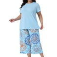 thumbnail image 2 of DARING DIVA Women's Plus Size 2-piece Short Sleeve Pajamas Set 3X Blue, 2 of 5