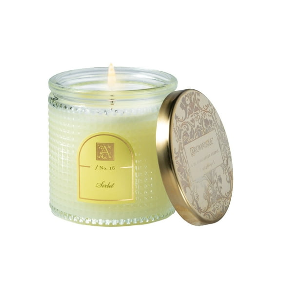 SORBET Aromatique Textured Glass Metal Lid 6 oz Scented Jar Candle