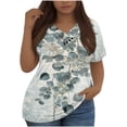 thumbnail image 1 of Mujeres Tops Casual Manga Corta V-Cuello Botón Decoración Plisado Blusa para Más Tamaño L-5xl, 1 of 3