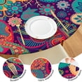 thumbnail image 4 of Snug Fitting Boho Table Cover, Vibrant Floral Print with Elastic Band for 52-56 Inches, 4 of 7