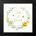 thumbnail image 2 of Nai, Danhui 15x15 Black Modern Framed Museum Art Print Titled - Bees and Blooms_Life is Sweet Wreath, 2 of 5