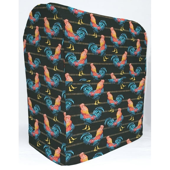 Roosters Cover Compatible with Cuisinart 5.5qt Precision Master Stand Mixer by Penny's Needful Things (Black)