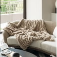 thumbnail image 3 of 50 in. x 60 in. Rached Faux Fur Cozy Throw Blanket - Decorative Plush Blanket for Sofa and Bed, Soft and Comfortable Home Accent, Stylish Living Room and Bedroom Decor, Warm Winter Blanket, Tan, 3 of 6