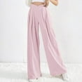 thumbnail image 2 of BLVB Wide Leg Dress Pants for Women Cotton Linen Business Casual Long Office Trousers Palazzo Pants with Pockets, 2 of 5