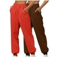 thumbnail image 1 of Puntoco 2 Pantalones De Chándal Informales De Color Sólido Para Mujer, Leggings Sueltos Para El Hogar, Pantalones Deportivos Naranja Xxl, 1 of 6