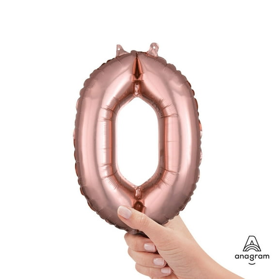Anagram - 16 Number '0' Mylar Balloon - Rose Gold (Air-Filled)
