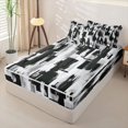 thumbnail image 2 of Homewish Grunge Black Gray Zipper Twin Comforter Sets with Fitted Sheet and 2 Pillowcases,Vintage Contemporary Art Zipper Bedding Set,Black Reversible,4pcs, 2 of 8