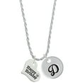 thumbnail image 1 of Delight Jewelry Silvertone Large Happy Birthday Heart Silvertone Script Initial Disc - D - Charm Necklace, 20"+3", 1 of 4