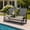 Gray, variant on ANGELES HOME 2-Person Outdoor Swing Glider with Mesh Fabric and Center Tempered Glass Table , Patio Double Swing Rocking Chair Loveseat, Beige