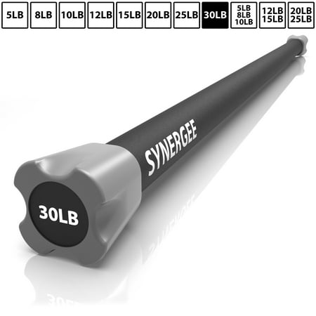 Synergee Workout Bar - 30lb - Padded Weighted Bars – Body Bar Toning Exercises, Strength & Condition