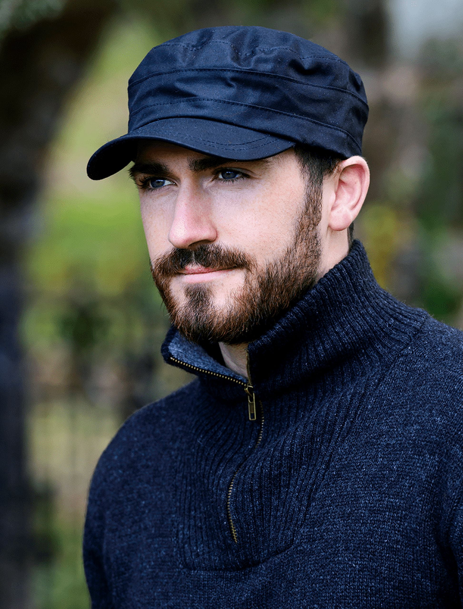 Mucros Weavers Men's Fisherman Cap 100% Waxed Cotton Skipper Hat Made in Ireland