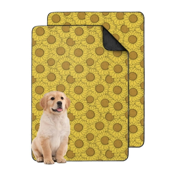 2-Pack Floral Design Pet Housebreaking Mats, Washable Reusable Dog Training Pads 24x35 Inches, Non-Slip Surface Puppy Potty Solution for Floors