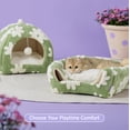 thumbnail image 3 of Camas para Gatos LE SURE Lindas 2 en 1 Cueva con Almohada Lavable Verde, 3 of 7