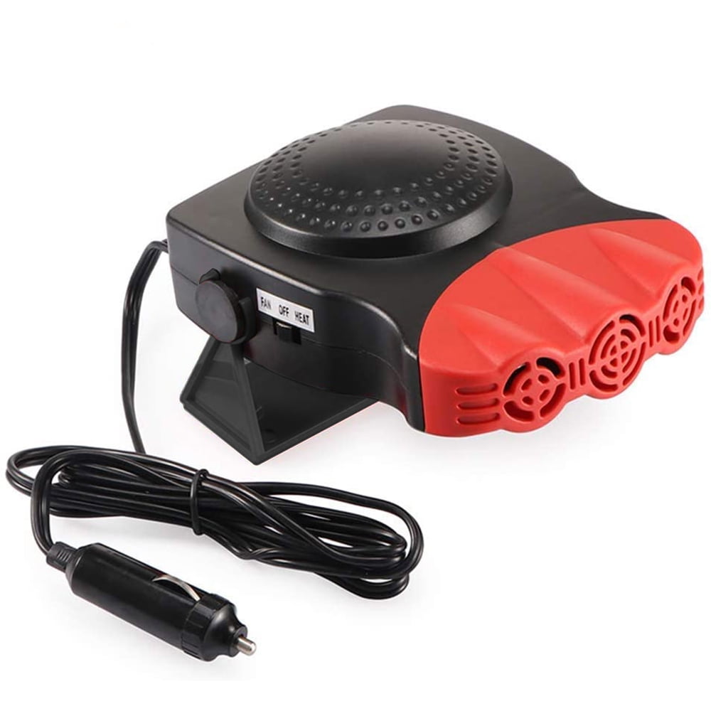 Black Red Acouto 12V Car Demister 360 Degree Rotary Base Portable Electric Window Heater Heating Dryer Windshield Fan Defroster Plug in Cig Lighter 