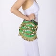 thumbnail image 4 of Hip Scarf Scarves Wrap Sash Skirts Belt with Beads Coins for Cabaret Folk Green, 4 of 4