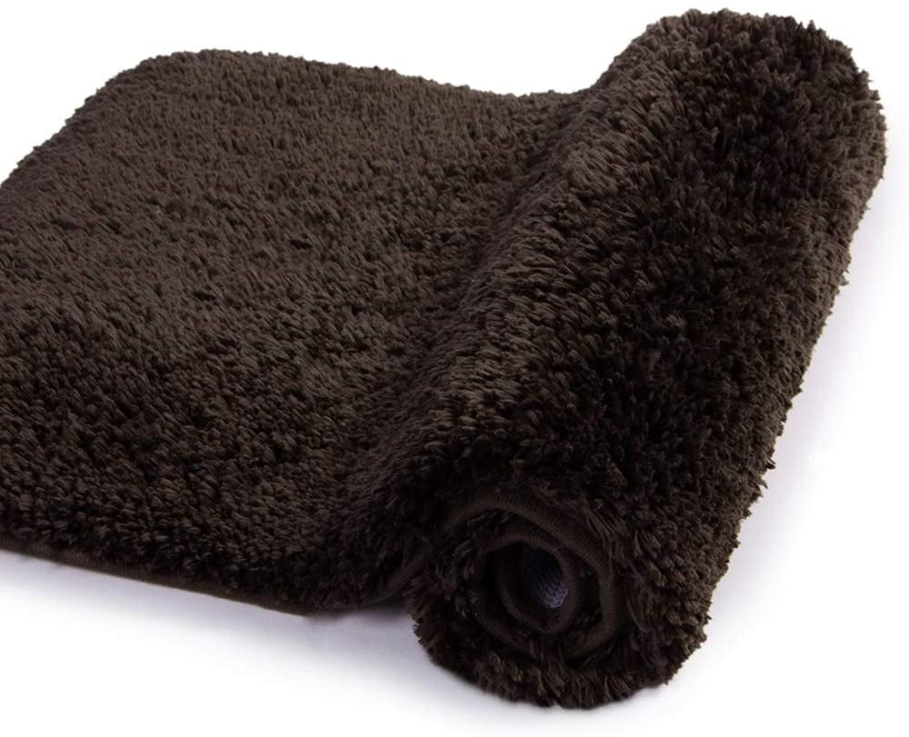 Walensee Shag Bath Rug, Non Slip Bath Mat for Bathroom, 20'x32', Brown, Machine Wash