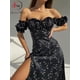 thumbnail image 2 of Slash neck Floral Print Split Beach Dress Women Summer Elegant Ruffles Party Long Dress Vestidos S~3XLL Gao Jinjia LED, 2 of 2