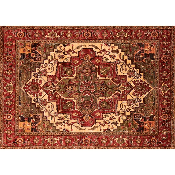 Ahgly Company Indoor Rectangle Oriental Orange Industrial Area Rugs, 5' x 7'