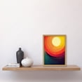 thumbnail image 2 of Abstract Sunrise Sunset Sunshine Retro Style Yellow Orange Cream Teal Artwork Framed Wall Art Print A4, 2 of 4