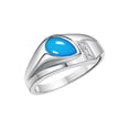 thumbnail image 3 of RYLOS Men's Rings 14K White Gold Ring - Timeless Pear Shape Cabochone Gemstone & Diamonds - Tear Drop Cabochon TURQUOISE Rings For Men Size 13, 3 of 6