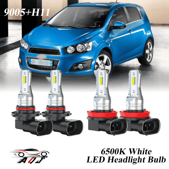 Compatible with Chevrolet Sonic 2012-2020 LED Headlight Bulbs KIT High Low Beam Combo (Pack of 4) , 6500K White 10,000LM Super Bright, Plug and Play