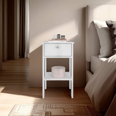 Scooba Stand Manufactured Wood Nightstand with 1 Drawer and Open Shelf ideal for bedroom.