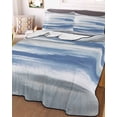 thumbnail image 2 of Quilts Twin XL Size, Blue Grey Ombre Soft Comforter Bedding Set for Bed, Abstract Art Oil Painting Modern Lightweight Quilted Bedspread with Pillow Cover(2 Pieces) for All Season, 68x98 Inch, 2 of 6