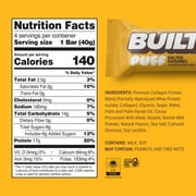 BUILT Puff Protein Bar, Salted Caramel, 17g Protein, Collagen, 140 Calories, 4 Count Box, 1.41 oz Bars