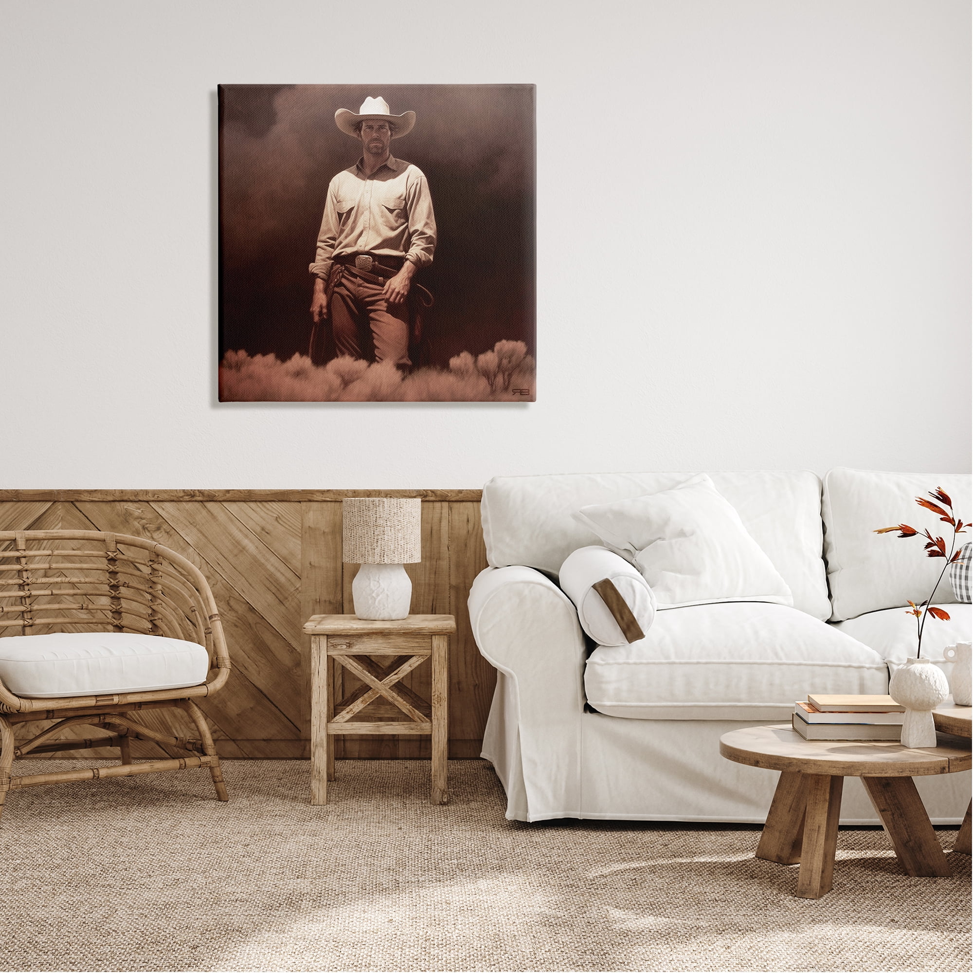 Stupell Industries Cowboy Standing in Nature Abstract Photography Gallery Wrapped Canvas Art Print Wall Art, 30 x 30