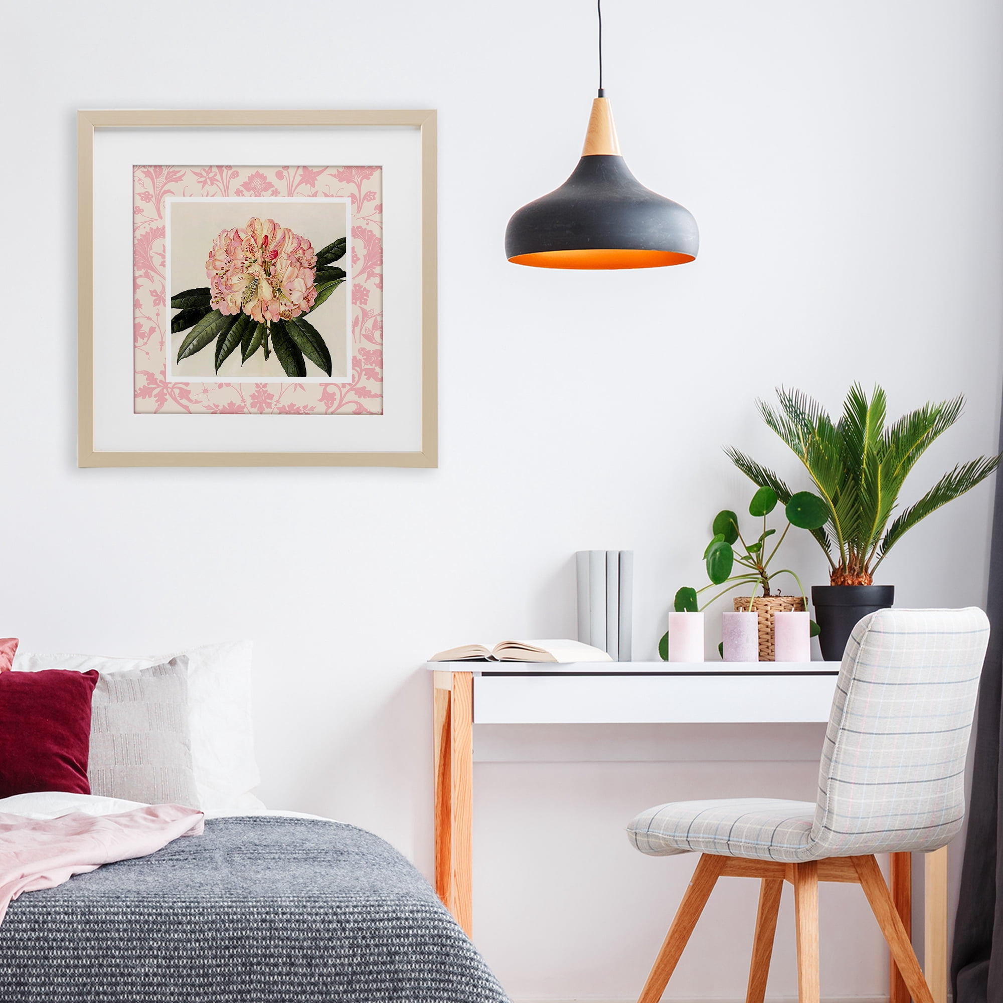 Stupell Industries Pink Pattern Botanical Birch Framed Print Under Glass, design by Livi Finn