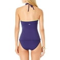 thumbnail image 4 of Anne Cole Block Party High-Neck Keyhole Shirred Tankini Top Navy XL, 4 of 5