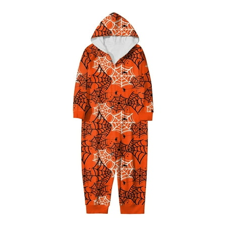 

SwoHaoen Halloween Family Matching Pajama Spider Hooded Pjs Sets Cotton Zippered Sleepwear Child:4-5 Years
